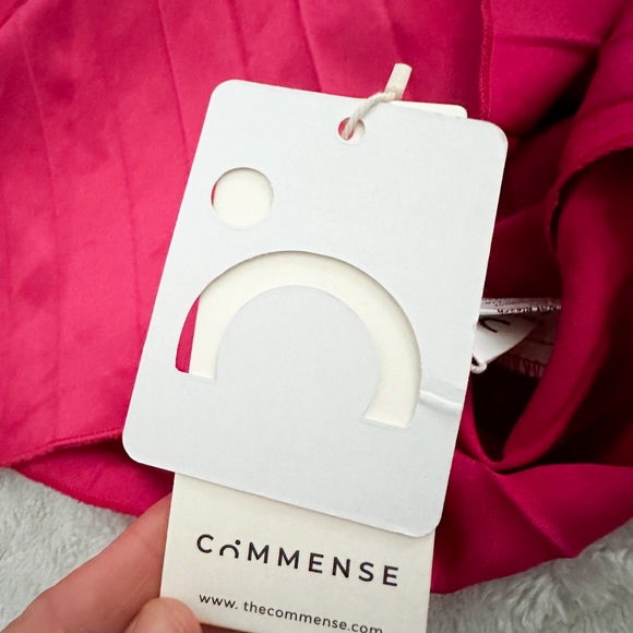 NWT- COMMENSE Bold In Pleat Satin Cutout Long Dress in Pink - Picture 11 of 16